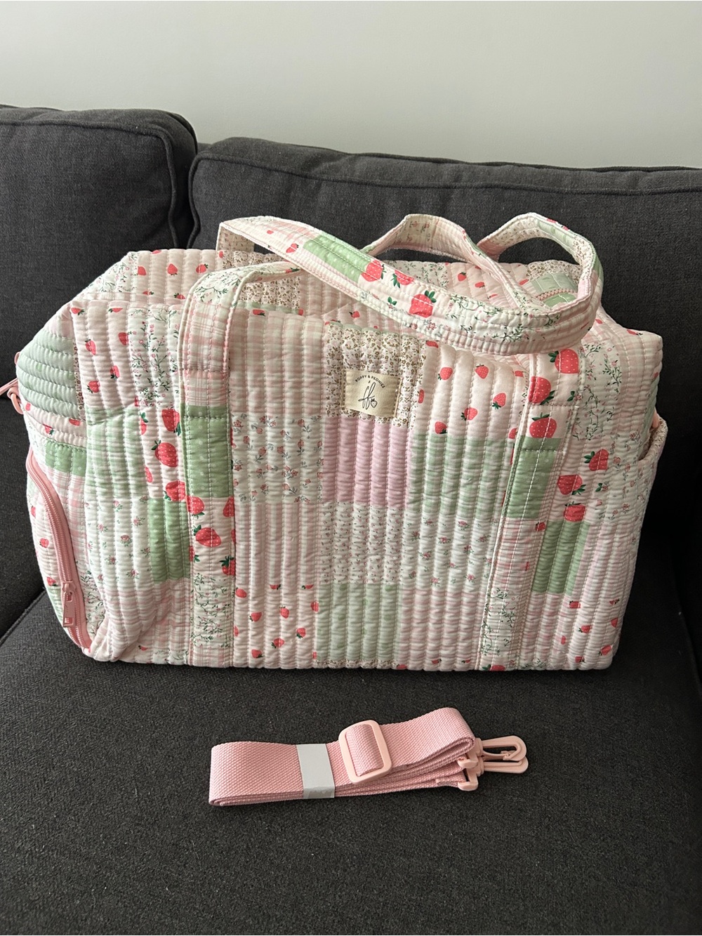 🍓Poppy & Peonies x Fallon Wild Strawberry Patchwork Quilted Road Tripper Bag